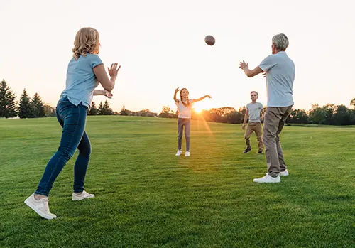 family playing american football