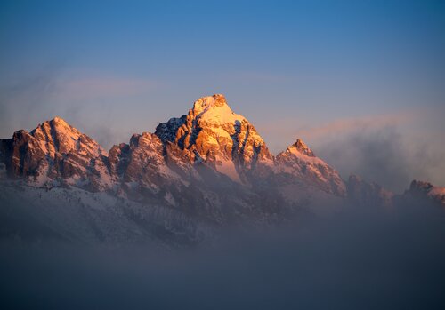 A mountain located in Grand Teton National Park is seen.