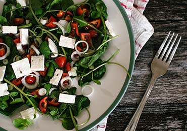 A healthy salad is photographed.