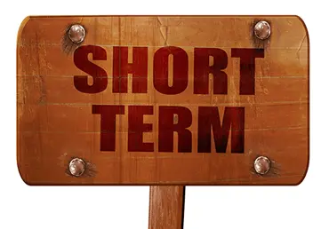 short term, 3D rendering, text on wooden sign